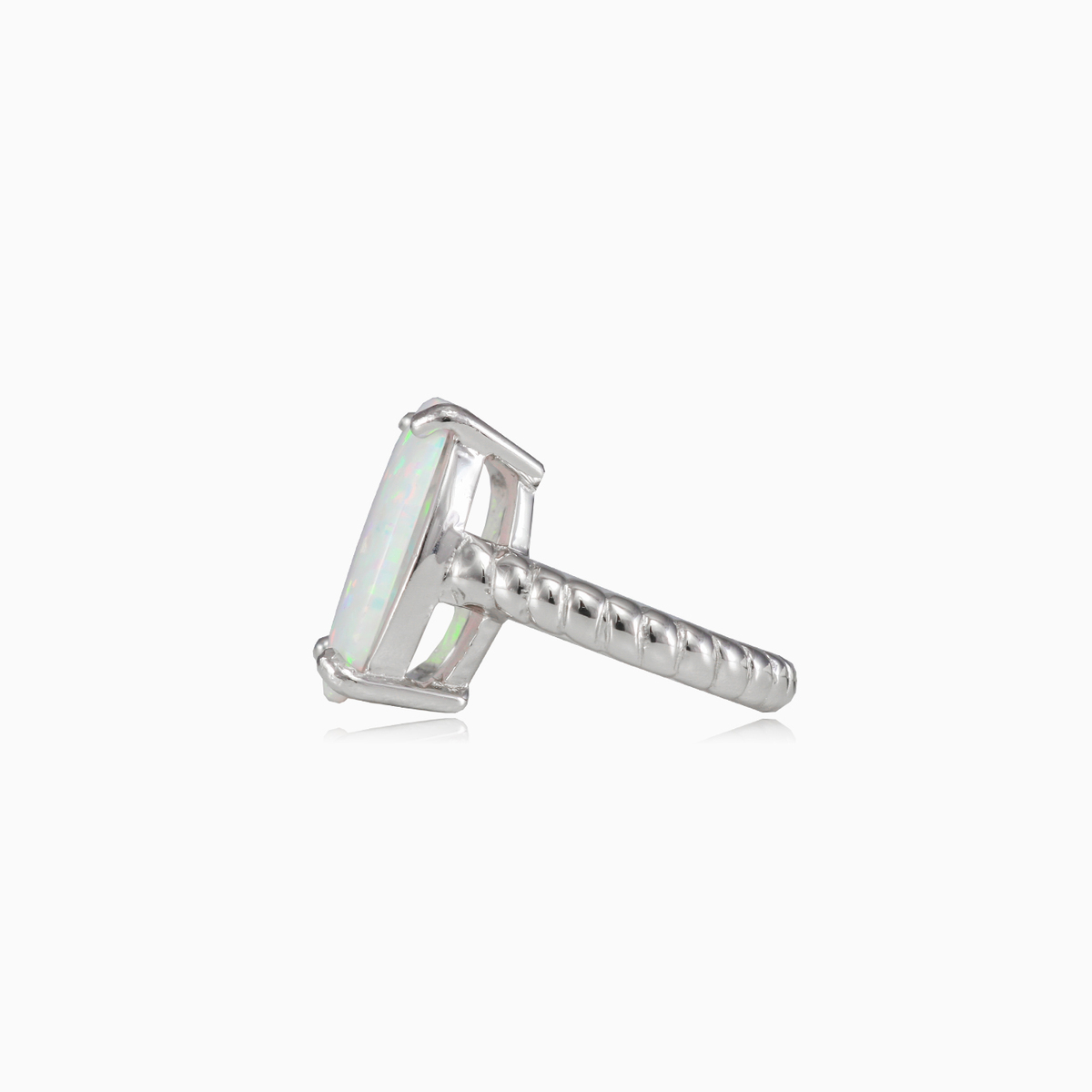 Twisted square white opal ring woman Rings Colorino N.2