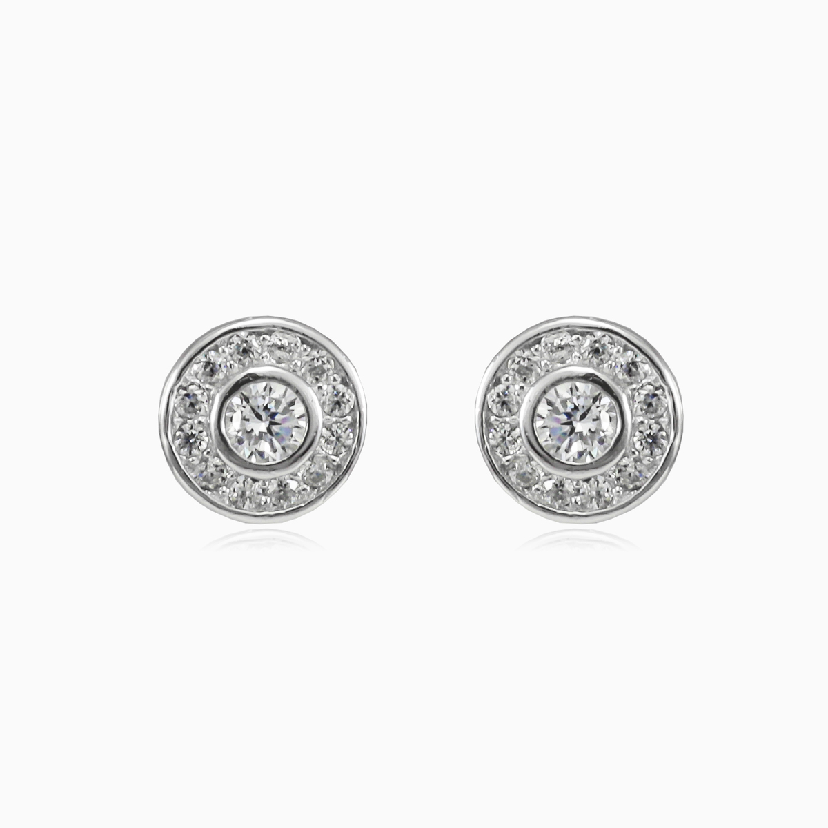 Bezel halo studs unisex Earrings Halo N.1
