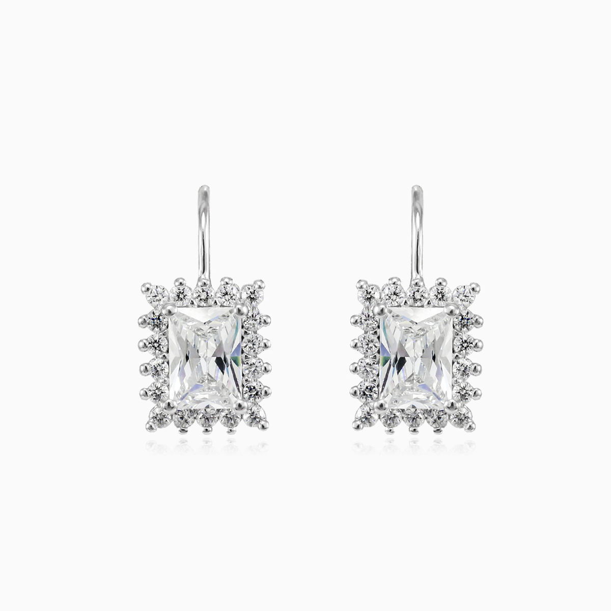 Boucles d'oreilles rectangulaires en cristal femme Boucles d'oreilles Halo N.2