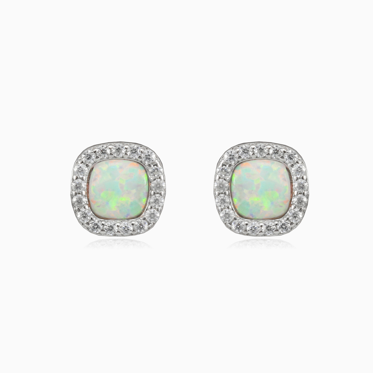 Flat halo white opal studs woman Earrings Halo N.1
