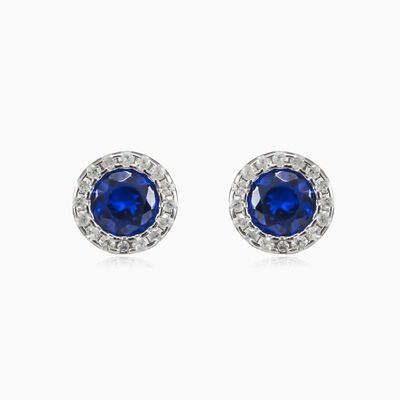 Round halo blue quartz studs Женские Серьги Halo
