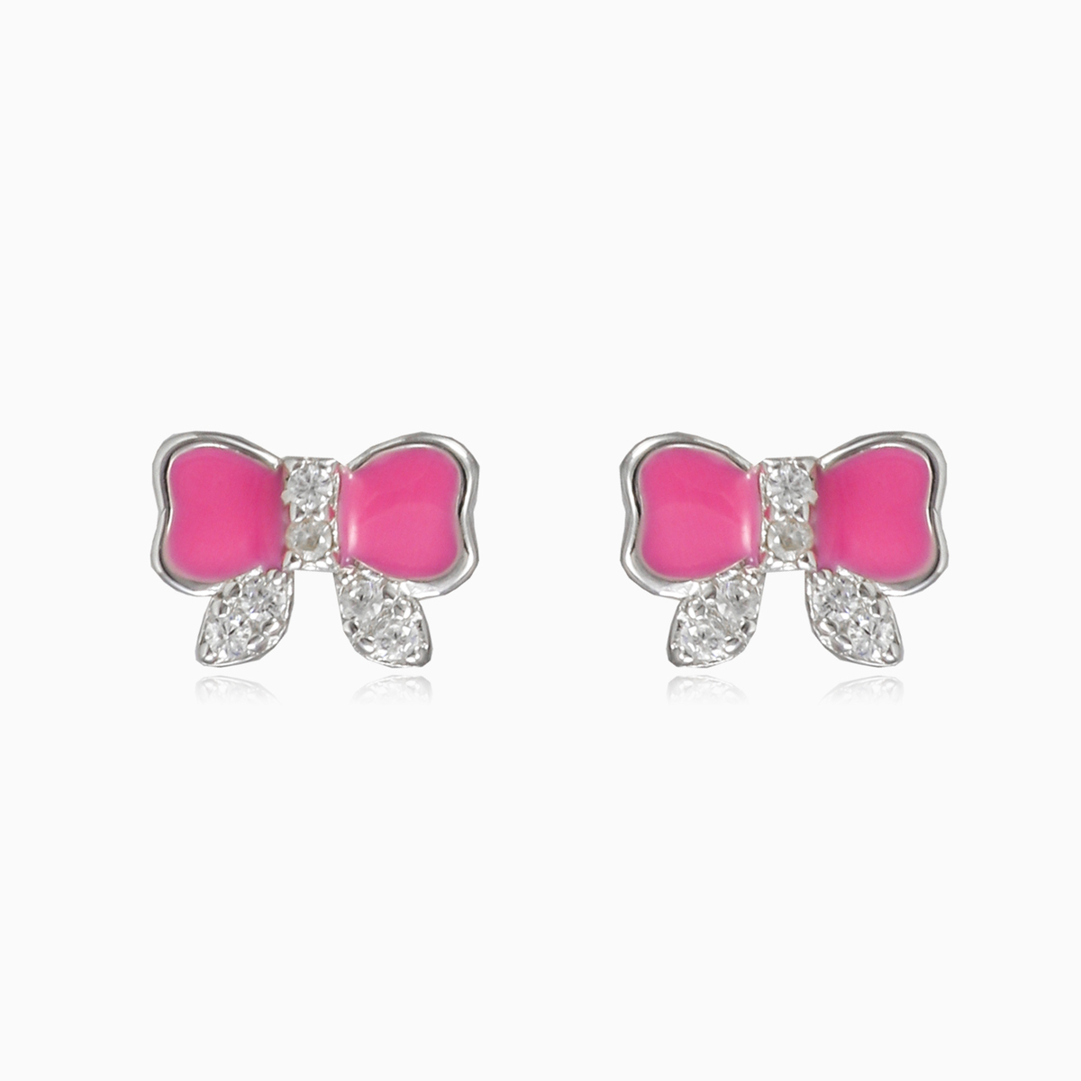 Dětské sříbrné náušnice mašlička - růžové dámské Náušnice Bambine N.1