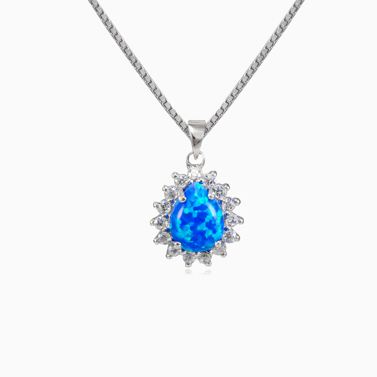 Anhänger aus birnenblauem Opal Frauen Anhänger Halo N.1