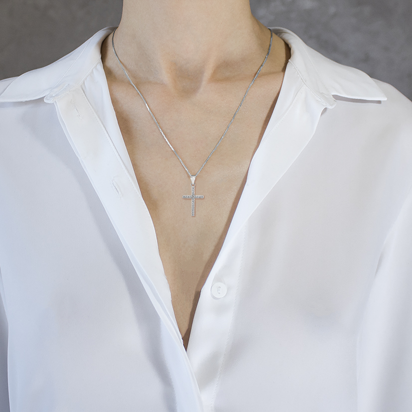 Petite croix en argent unisex Pendentifs Santa Croce N.2