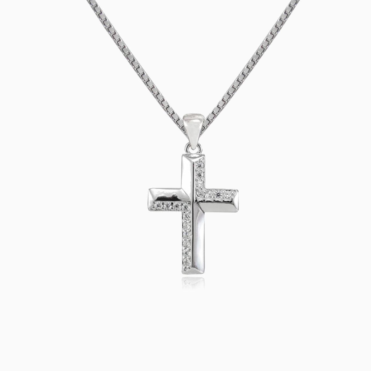 Tiny zig zag crystal cross unisex Pendants Santa Croce N.1