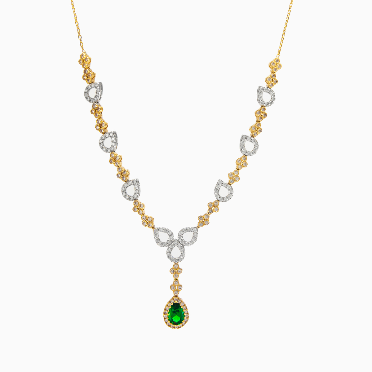 Gold necklace with green quartz woman Necklaces Royal N.1
