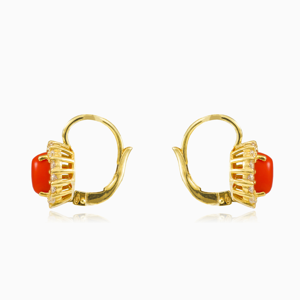 Boucles d'oreilles ovales de corail en or femme Boucles d'oreilles Royal N.2