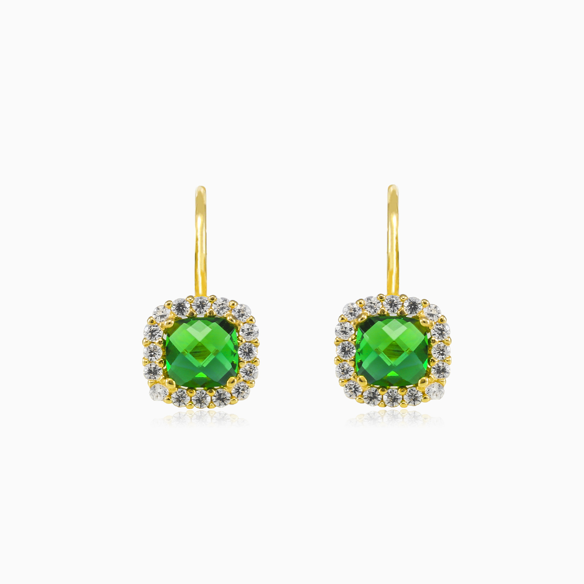 Cushion green quartz gold earrings woman Earrings Royal N.1