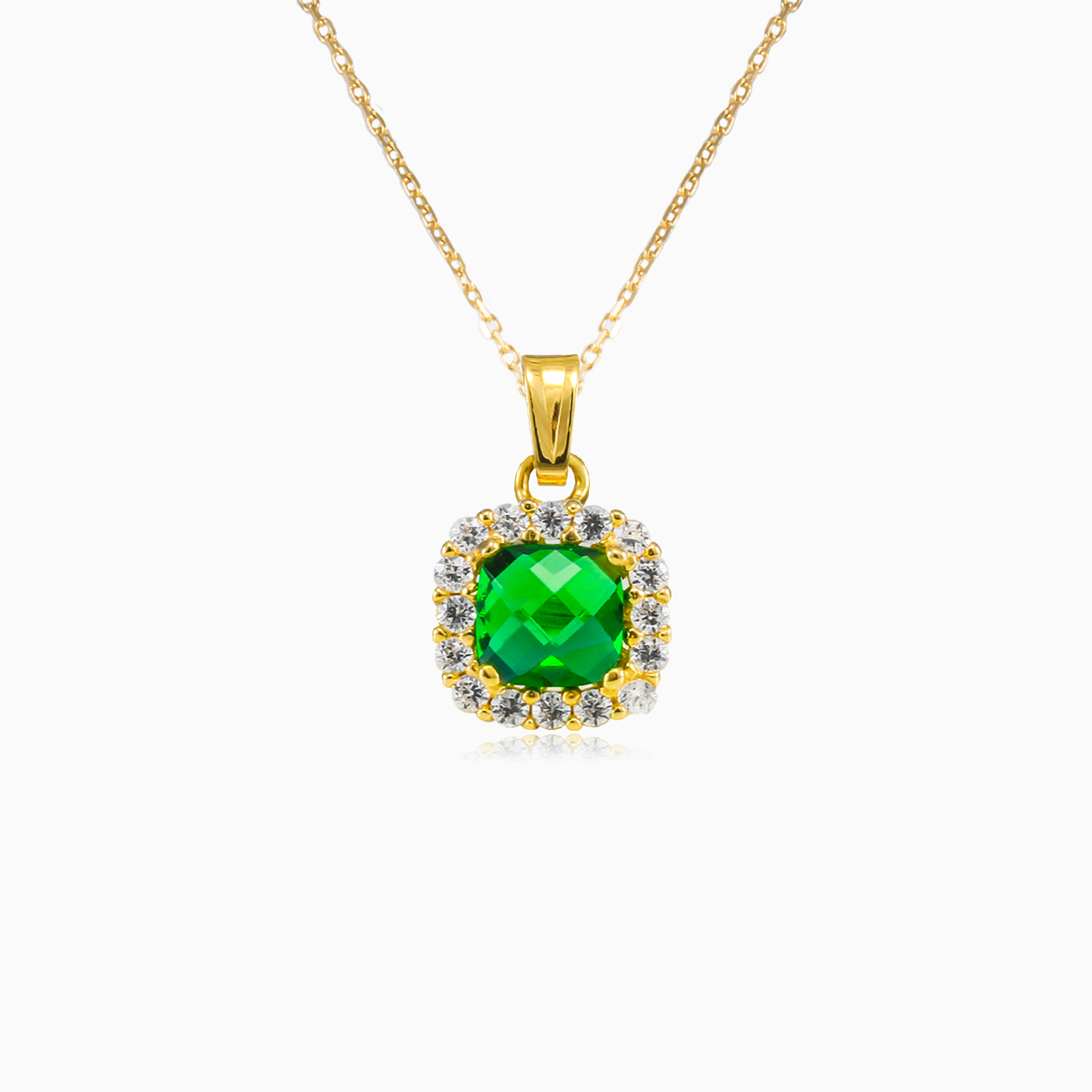 Cushion green quartz gold pendant Frauen Anhänger Royal N.1