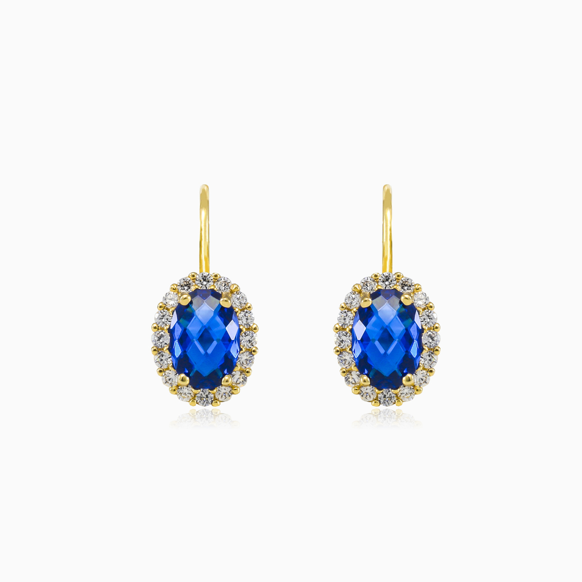 Oval blue quartz gold earrings woman Earrings Royal N.2