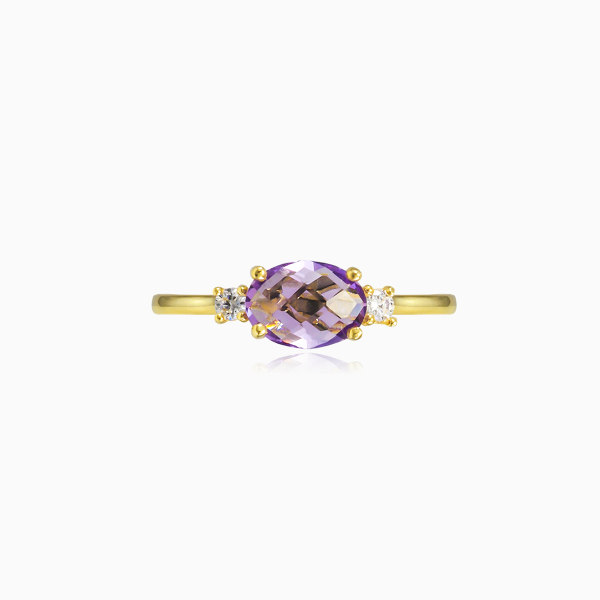 Ovaler Briolette-Amethyst-Goldring Frauen Verlobungsringe Tinge N.1