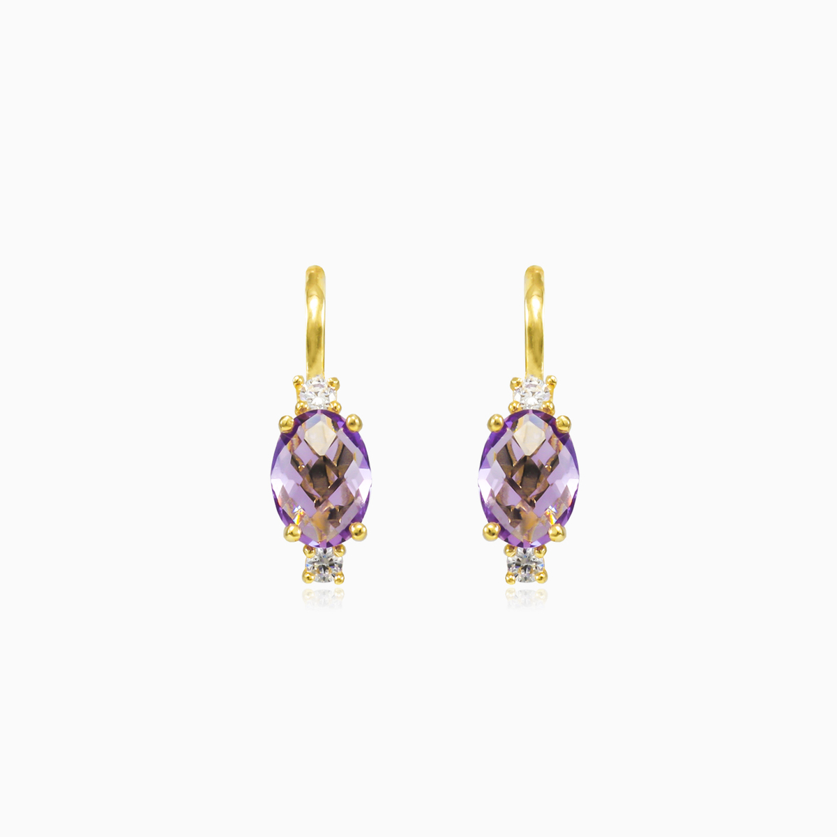Oval briolette amethyst gold earrings woman Earrings Tinge N.1