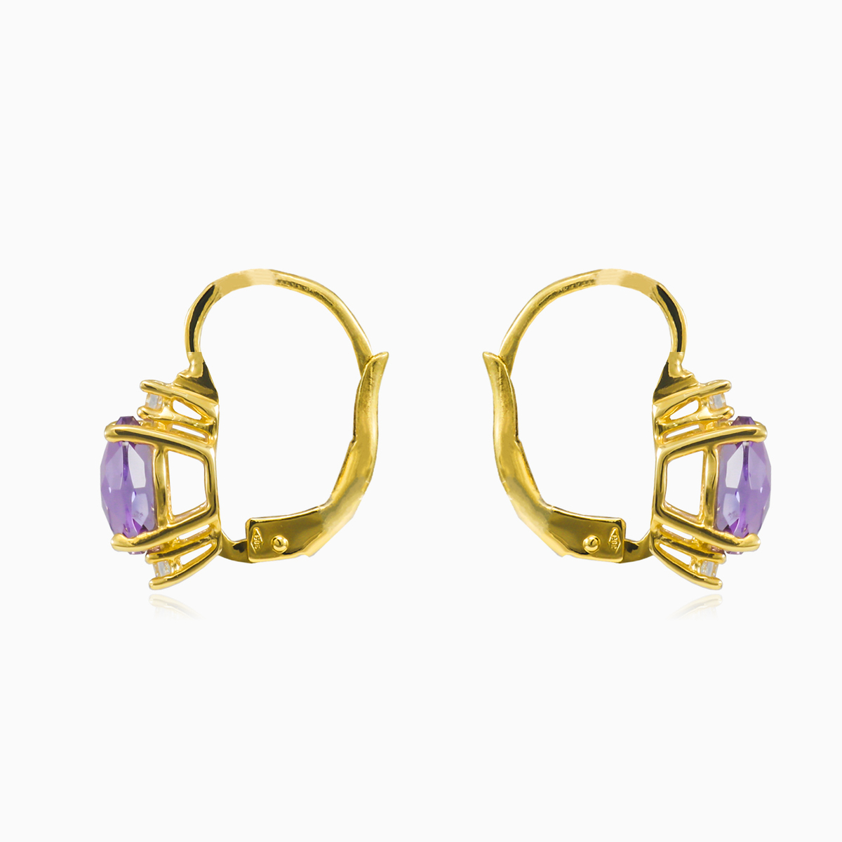 Oval briolette amethyst gold earrings woman Earrings Tinge N.2