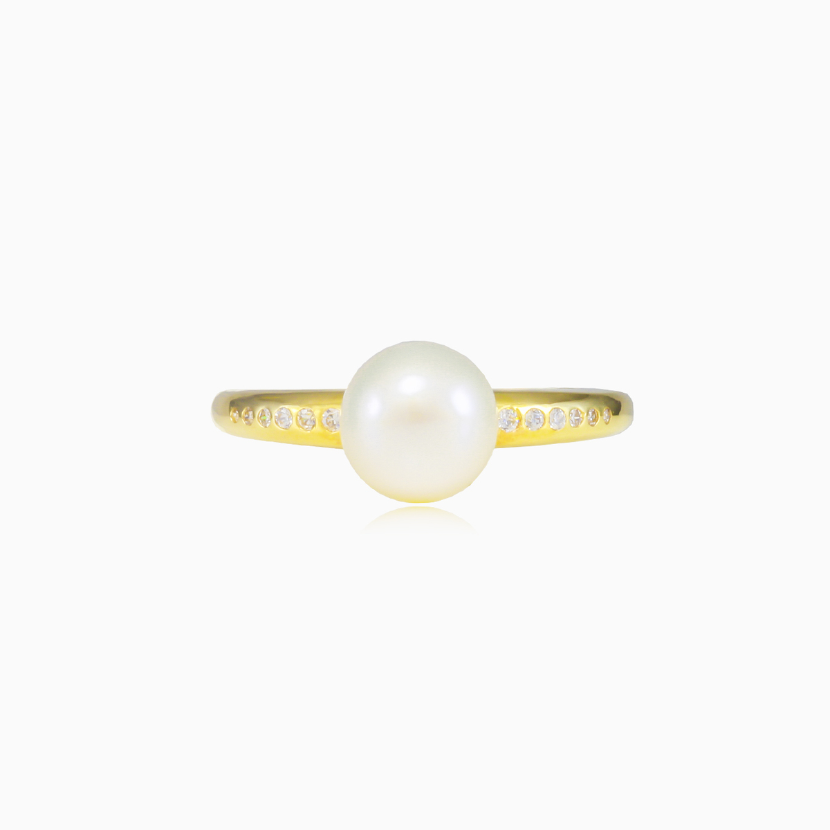 Crystal and pearl gold ring woman Rings Lustrous N.1