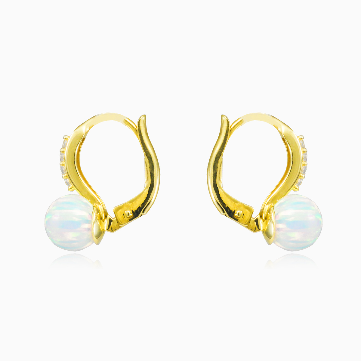 Bílé opálové náušnice s kulovým akcentem dámské Náušnice Tinge N.2