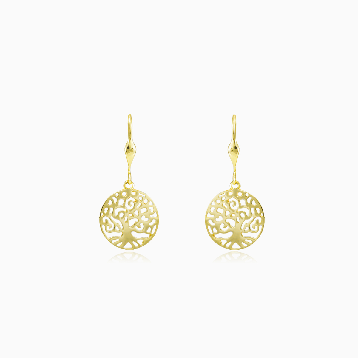 Boucles d'oreilles simples en or de l'arbre de vie unisex Boucles d'oreilles Tree of life N.1