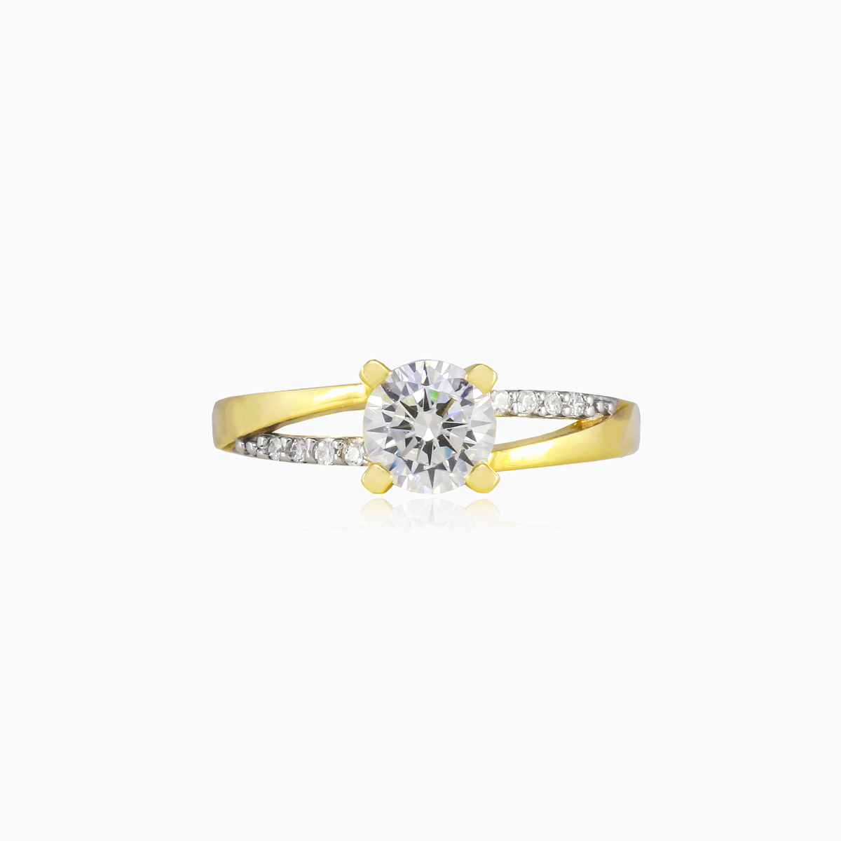 Zlatý prsten s rozdělenými třpytivými rameny dámské Zásnubní prsteny Lustrous N.1