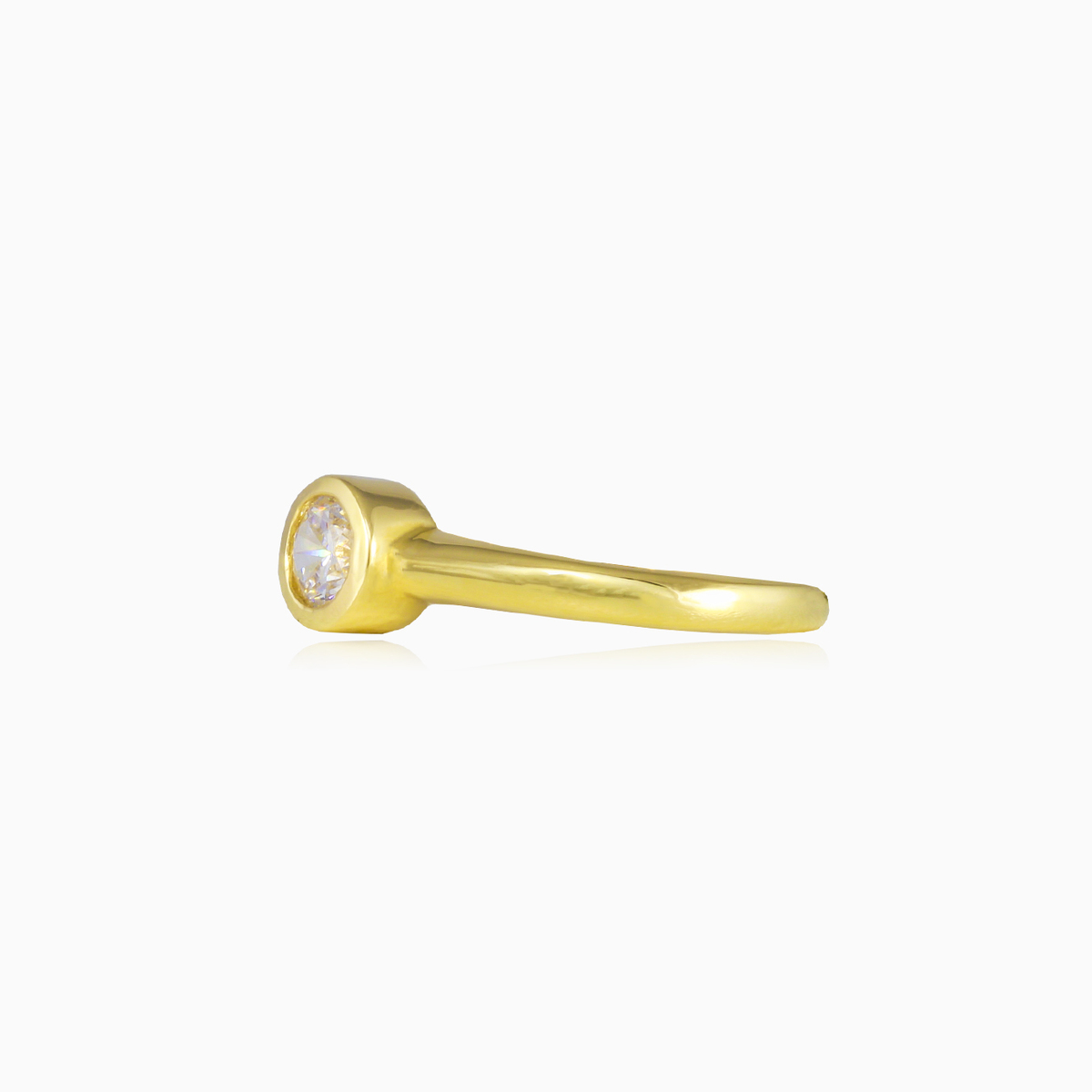 Anillo bisel clásico de oro amarillo mujer Anillos de compromiso Lustrous N.2