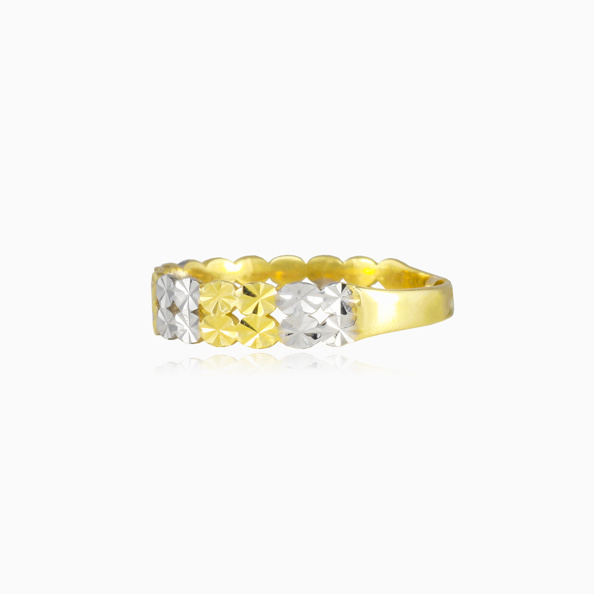 Shiny white and yellow band ring woman Wedding rings Lustrous N.2