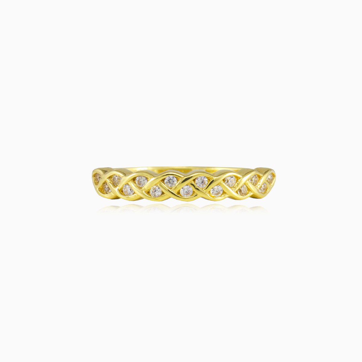 Braided gold crystal ring woman Wedding rings Lustrous N.1