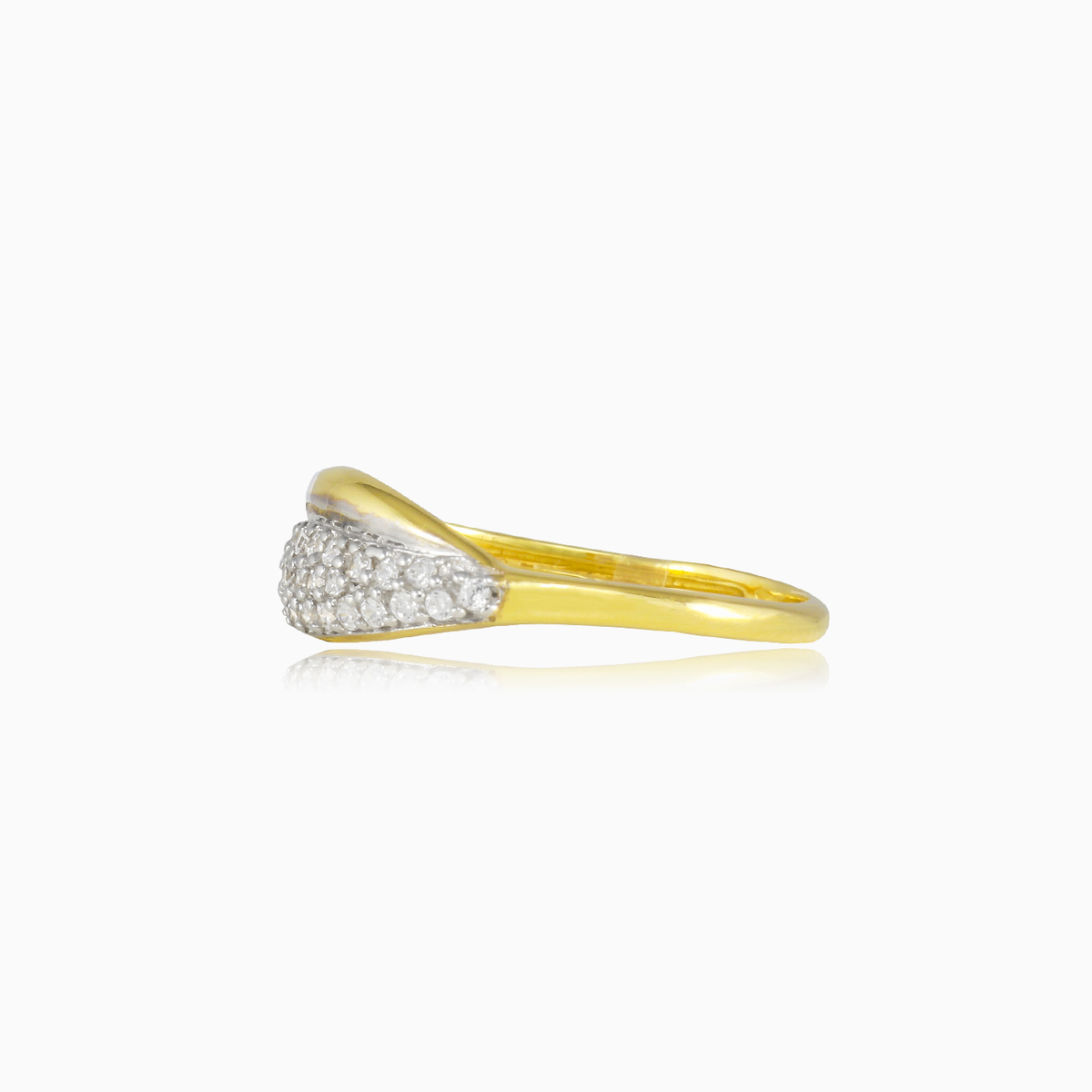 Pave-Blatt-Ring aus Gelbgold Frauen Ringe Lustrous N.2