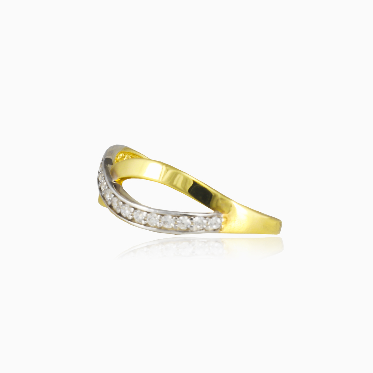 Infinity gold ring with one crystal row woman Rings Lustrous N.2