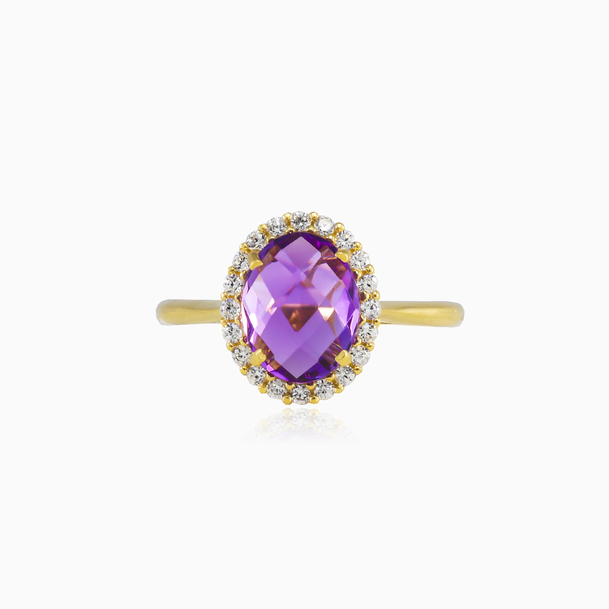 Goldring mit Amethyst im Ovalschliff Frauen Verlobungsringe Royal N.1