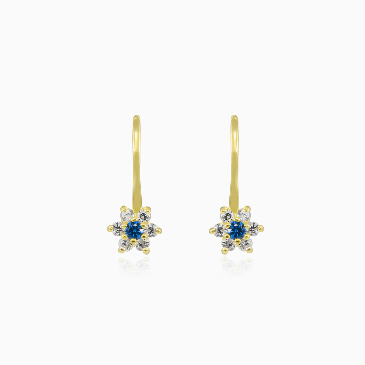 Blaue Blume Kristall Gold Ohrringe Frauen Ohrringe Flower N.1