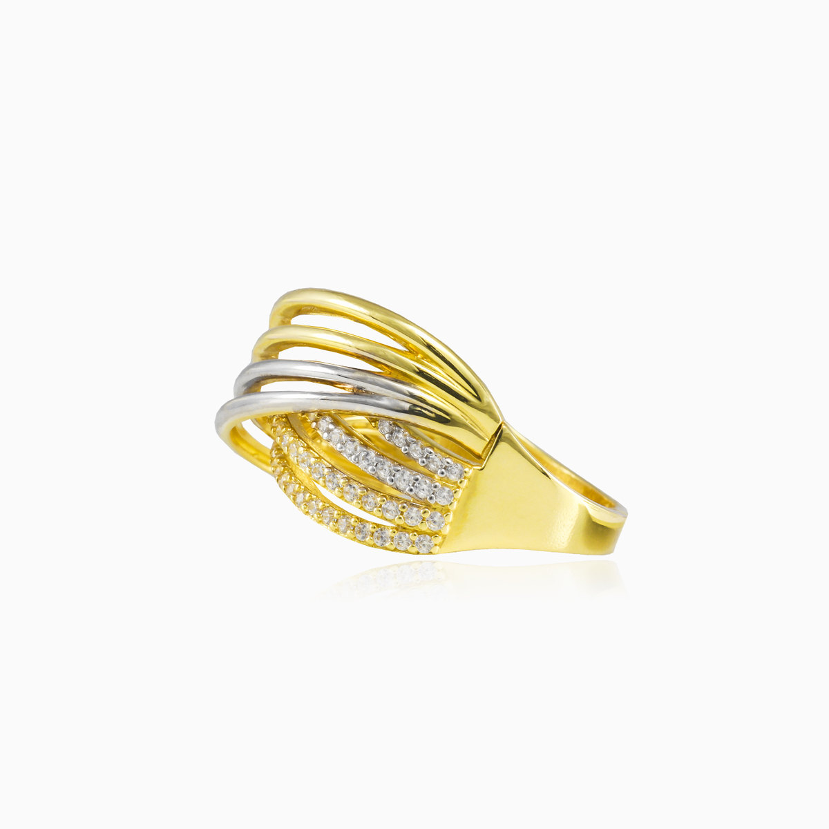 Twisted gold crystal ring woman Rings Lustrous N.2