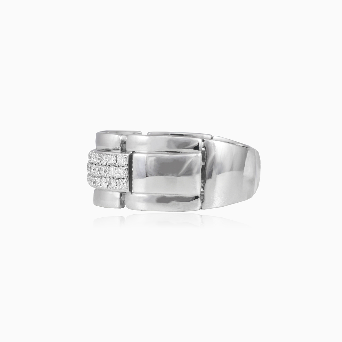 Link white gold diamond men ring Мужские Кольца Brillantino N.2
