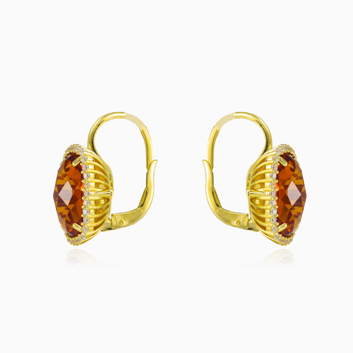 Massive cushion citrine gold earrings Женские Серьги Royal N.2