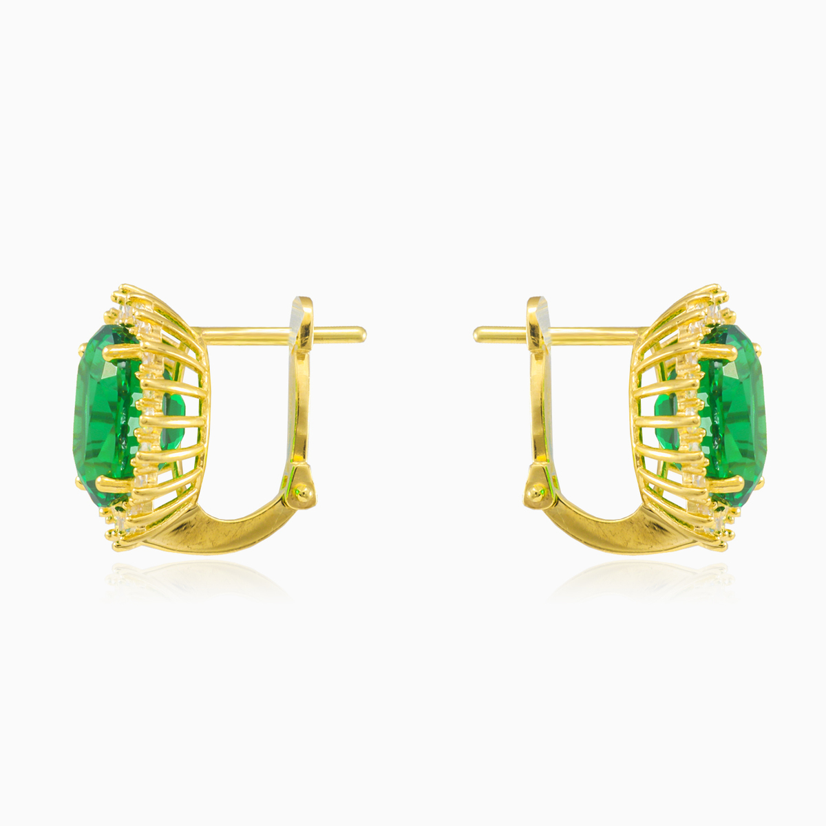 Zlaté náušnice s oválným zeleným křemenem dámské Náušnice Royal N.2