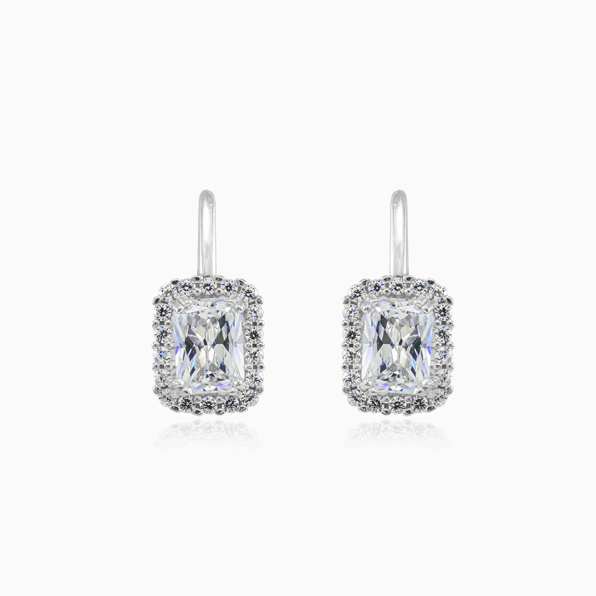 Rectangle crystal white gold earrings Женские Серьги Royal N.1