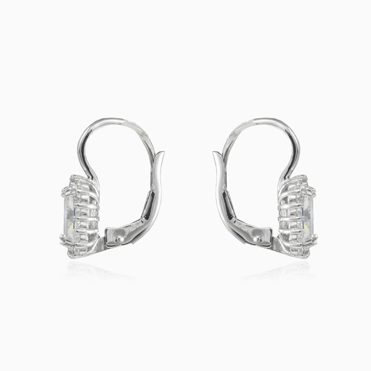Rectangle crystal white gold earrings Женские Серьги Royal N.2