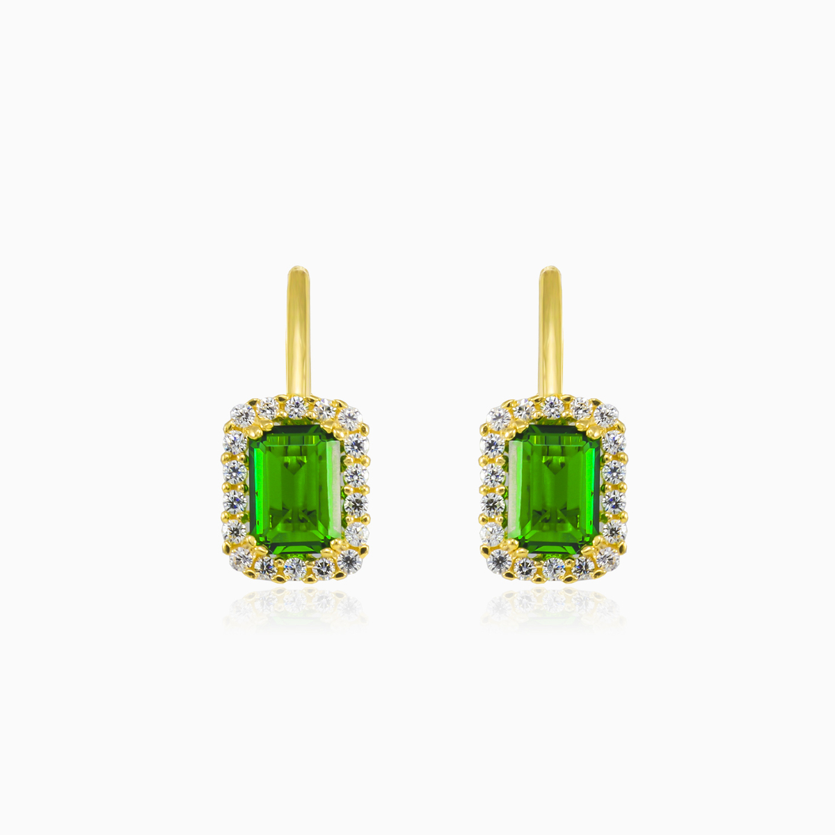 Rectangle green quartz gold earrings woman Earrings Royal N.1