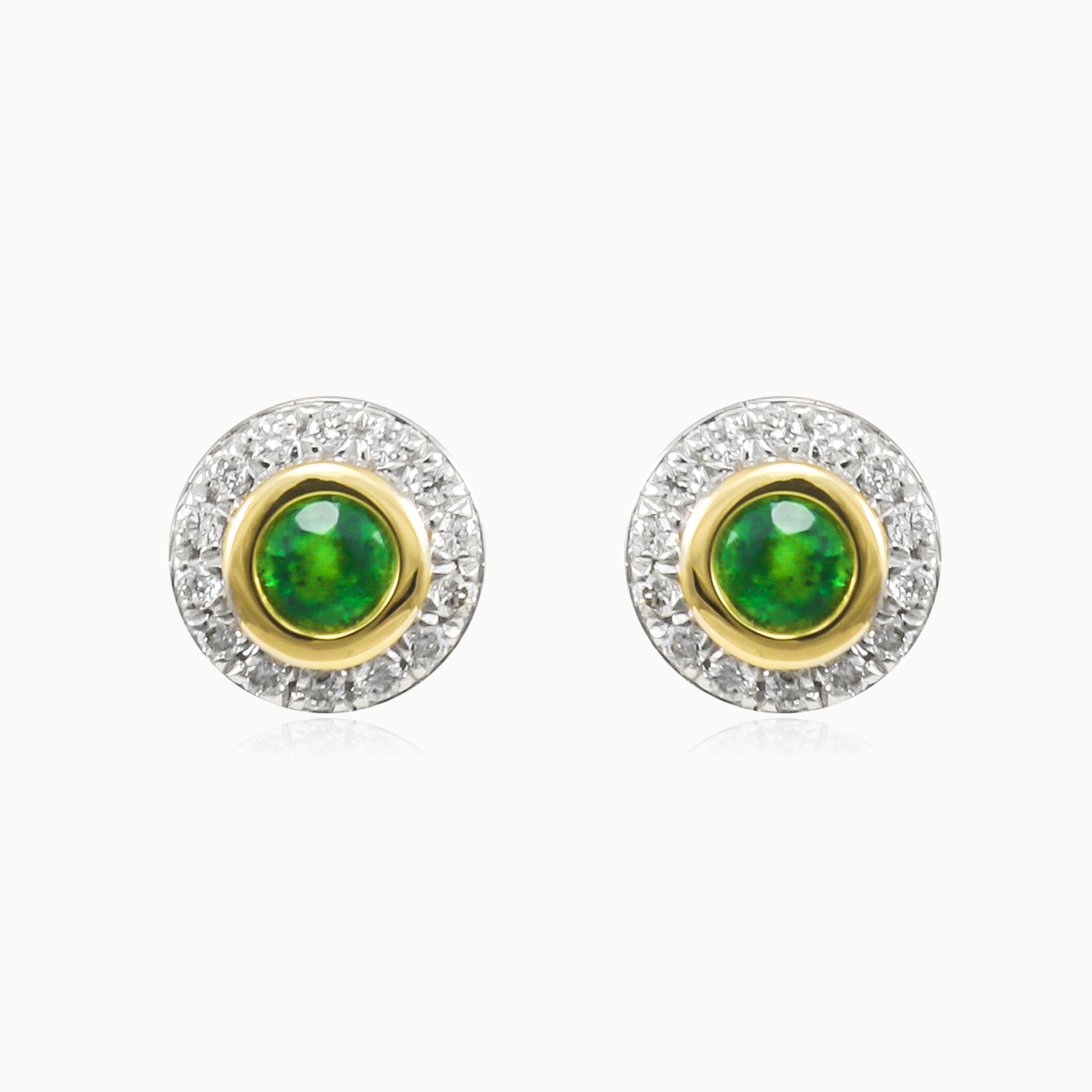 Emerald and diamond gold studs woman Earrings Brillantino N.1