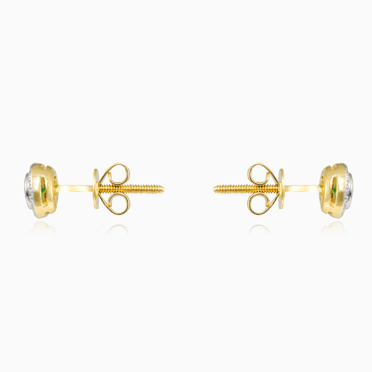 Emerald and diamond gold studs woman Earrings Brillantino N.2