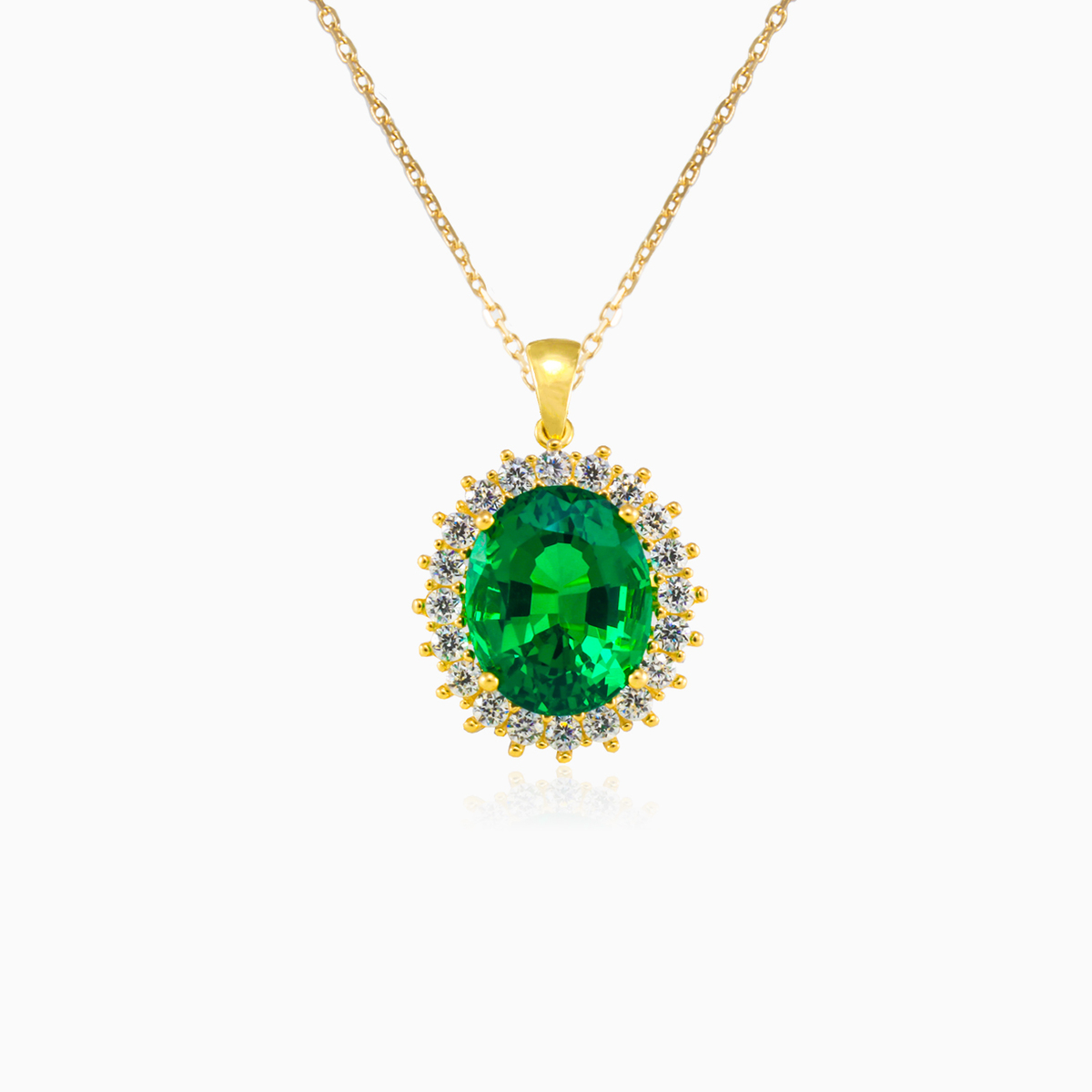 Royal oval green quartz gold pendant Женские Подвески Royal N.1