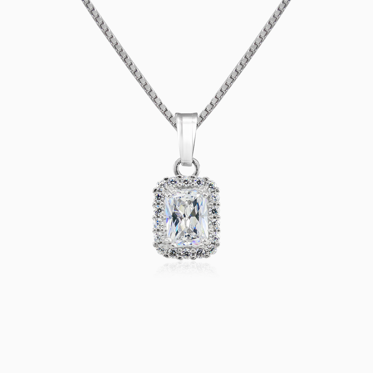 Rectangle crystal white gold pendant woman Pendants Royal N.1