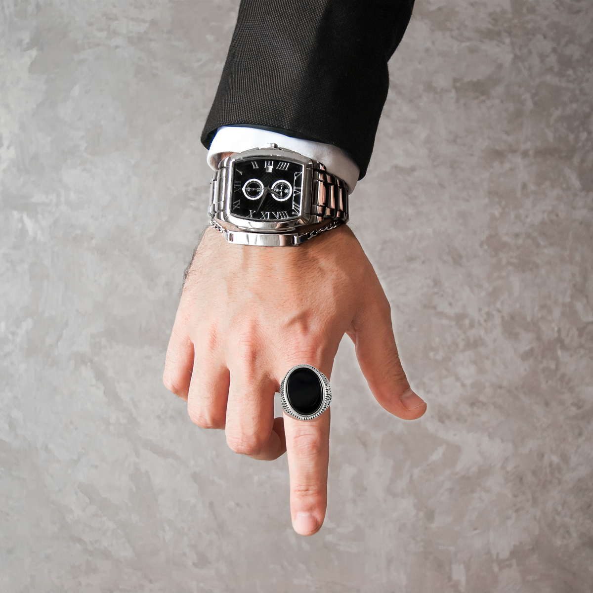 Ónix ovalado grande hombre Anillos Palmyra N.3